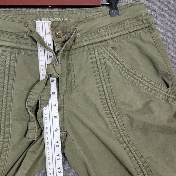 Arizona Jeans Pants Womens 15 Green Capri Stretch Cotton Waist & Leg Drawstrings - Picture 4 of 11